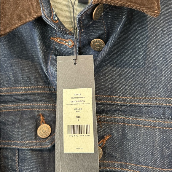 Veronica Beard Dark Denim Jacket with Brown Collar - Picture 4 of 12